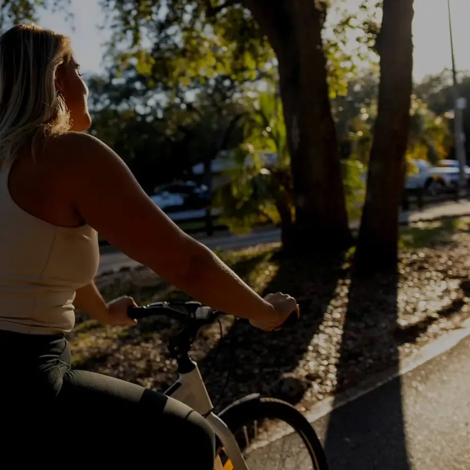Woman riding a bicycle