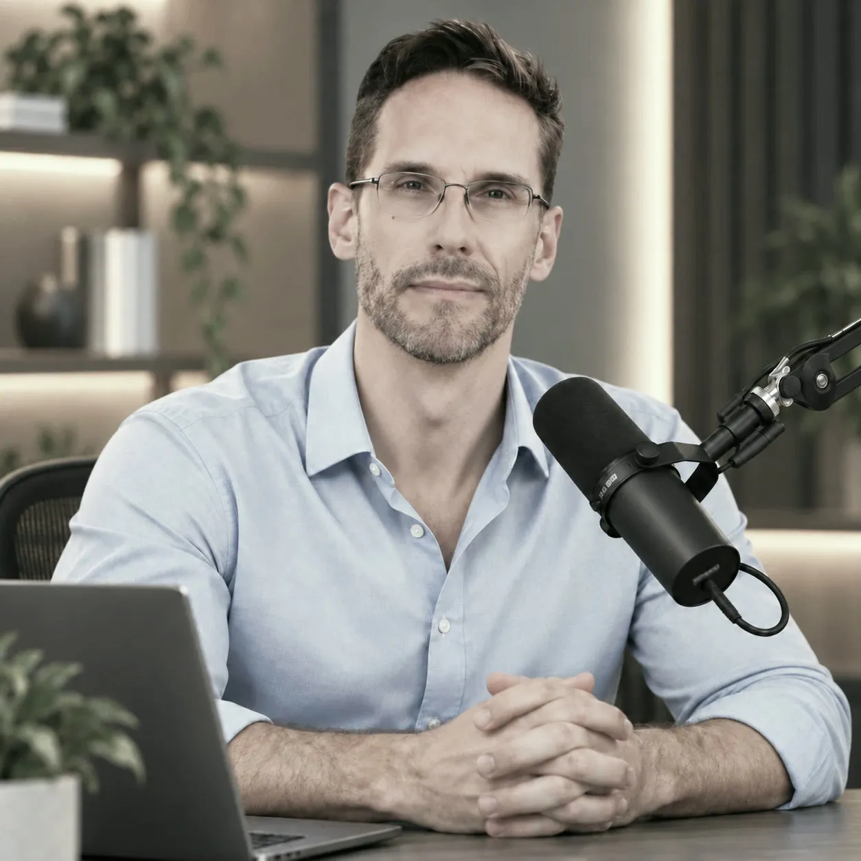 Dr. Chris Thompson recording the EverHuman Podcast