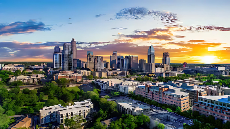 Charlotte North Carolina Downtown Drone Skyline Aerial